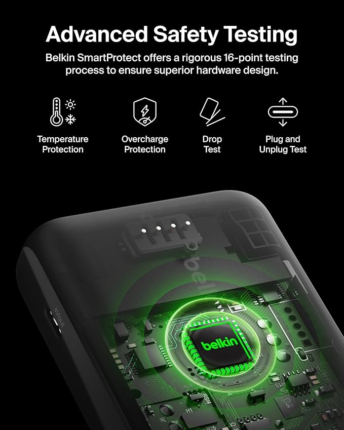 Belkin Portable Charger, Power Bank with Integrated Cable 20000 mAh 30W - Fast Charging USB C Power Delivery - iPhone 17, Air, Pro, Pro Max, iPad, AirPods, Apple Watch, Galaxy S25, & More - Pink