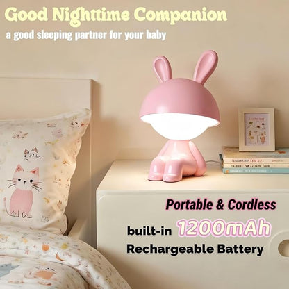 ShonlPin Night Light for Kids,Rechargeable Table Lamp,Touch Lamps for Nightstand,Dimmable,Breastfeeding,Nursery,Sleep Aid,Cute Bunny Decor Gifts Stuff for Baby Toddler Boys Girls Christmas Birthday