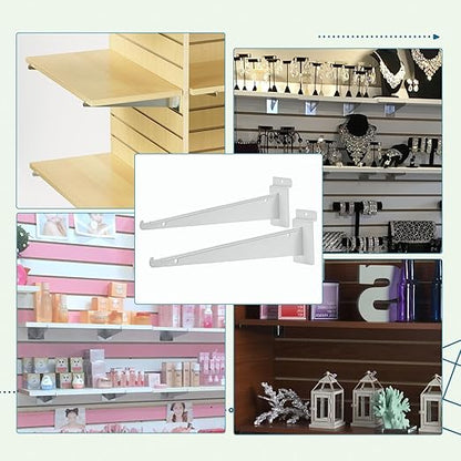 AYAYGD 10 Inch Slat Wall Knife Shelf Bracket, 10 Pack Heavy Duty Slatwall Bracket for Shelves, White Slatwall Accessories with Lip for Slat Wall Panels Shelving Display Home Commercial