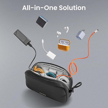 tomtoc Electronics Organizer Travel Case, Water Resistant Travel Bag Cable Organizer for Essentials, Tech Pouch Accessories Carry Storage for Cord, Phone, Cables, Airpods, USB Flash Drive, Daily Items