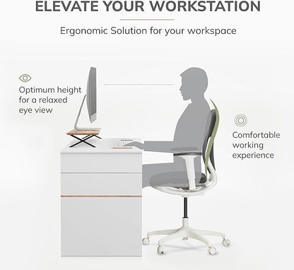Anji Mountain Monitor Stand - Desktop Organizer & Laptop Riser, Ergonomic Monitor Riser, Space-Saving Monitor Stand for Desk, Durable Construction, Easy Assembly, Ideal for Home & Office,Natural
