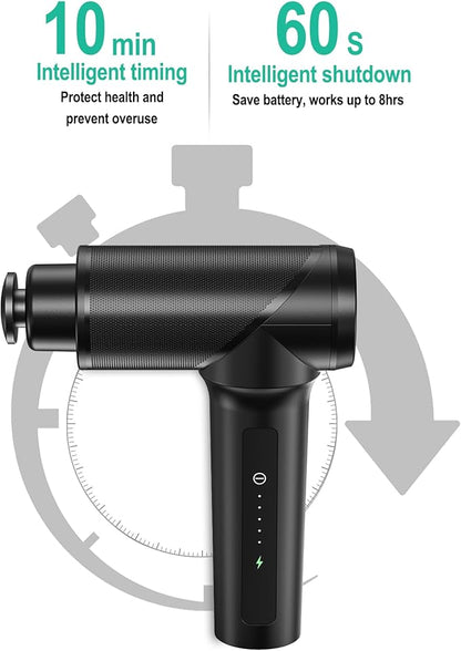 Medcursor Massage Gun - High Intensity Brushless Motor, Handheld Percussion Deep Tissue Massager with 6 Massage Heads for Sore Muscle and Stiffness, Gifts for Father/Dad (Black)
