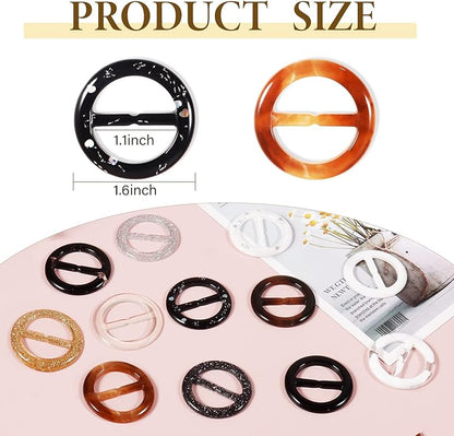 T-Shirt Clips 9 PCS, Clothes Corner Knotted Button, Fashion Alloy Pearl Rhinestone Circle Clip Buckle Round Shirt Silk Scarf