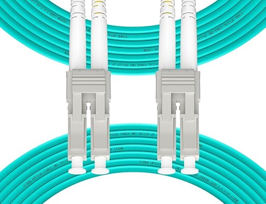Fibergaga 5Pack-0.2M(7inch) OM3 LC to LC Fiber Patch Cable, Multimode 50/125µm 10G/40G, OD-2.0mm Fiber Optic Cable Duplex