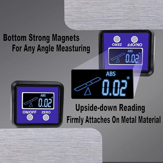 Digital Angle Gauge and Protractor, eOUTIL Digital Angle Finder Inclinometer Level Box with Magnetic Base for Woodworking, Table Saw, Construction, Drilling Machinery, Masonry