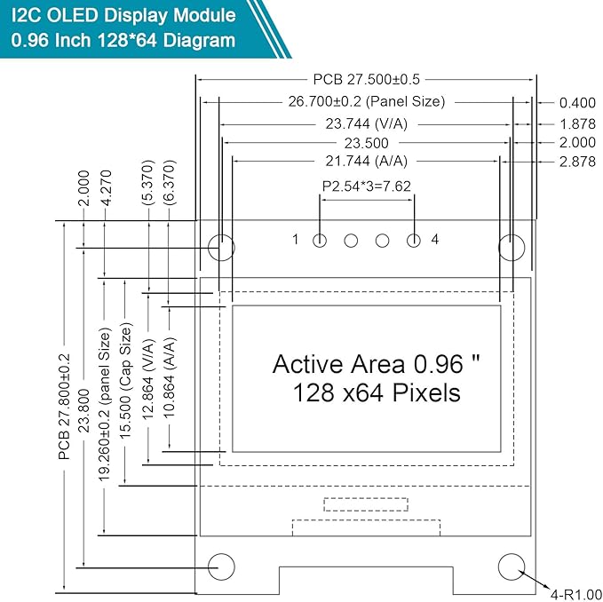 Weewooday 5 Pieces 0.96 Inch OLED Module 12864 128x64 Driver IIC I2C Serial Self-Luminous Display Board Compatible with Arduino/Raspberry PI(Blue)
