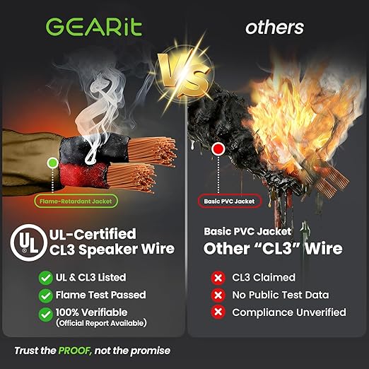 GEARit Outdoor Speaker Wire CL3 Rated, 16 Gauge Speaker Wire, Speaker Cable 100 ft for Outdoor Speakers, Patio, Garden, Backyard Audio, Direct Burial in Ground/in Wall, OFC (Brown, 4-Conductors)