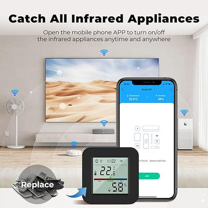 Sanofuturion WiFi Smart IR Remote Control, 3-in-1 Smart AC Controller with Temperature Humidity Sensor n Display, Intelligent Control of T&H for Home Greenhouse Pet Garage, Compatible with Alexa (C1)