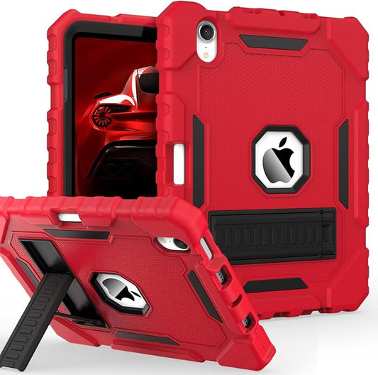 Grifobes Case for iPad Mini 7 (A17 Pro) 2024 / Mini 6 2021 8.3 inch, Heavy Duty Shockproof Rugged Cover with Pencil Holder Stand, for I Pad Mini 7th/6th Gen 8.3" Case for Kids Boys (Red+Black)
