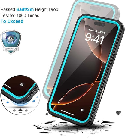Lanhiem for iPhone 16 Pro Max Case, IP68 Waterproof Dustproof Shockproof Cases with Built-in Screen Protector, Full Body Heavy Duty Rugged Phone Cover for iPhone 16 Pro Max - 6.9 inch (Blue)
