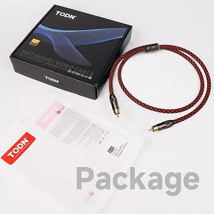 TODN HiFi Digital Coaxial Audio Cable for Audiophile 75-Ohm SPDIF Coax Subwoofer Cable RCA to RCA with OFC Core and Shielded (3ft /1m)