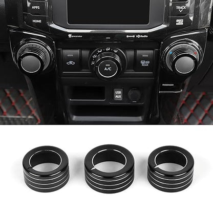 JeCar Air Conditioner Button Trim Cover Aluminum Alloy Knob Cover Fit for Toyota 4Runner 2010-2023, Black