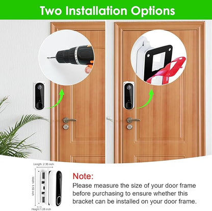 Angled (30°to 145°) Doorbell Wedge Mount for Arlo Video Doorbell 2K/HD -2nd Gen, No-Drill Adjustable Mounting Holder Accessories for Apartment Home Office, Replace Wedge Kit