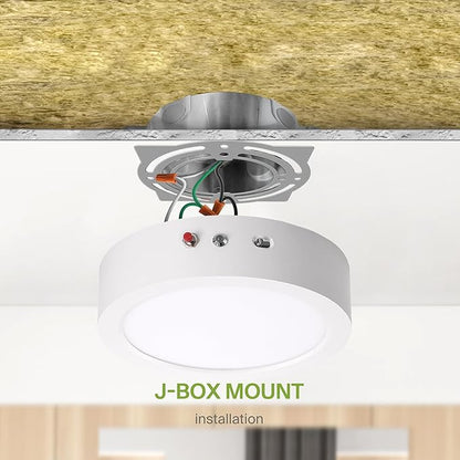 ASD LED 9" Round Flush Mount Ceiling Light Fixture, Low Profile Surface Lighting | 5CCT, Dimmable, Battery Backup, ETL Listed | 18W 1600LM 2700-6000K 120V | Kitchen, Hallway Lamp | White, 12 Pack