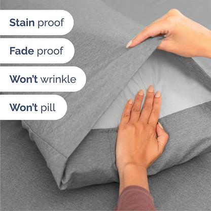Queen Size 4 Piece Sheet Set - Comfy Breathable & Cooling Bed Sheets Set - Hotel Luxury Bedding for Women, Men, Kids, Teens, Boys & Girls - Deep Pockets, Soft & Wrinkle Free - Grey (Heathered Sheets)