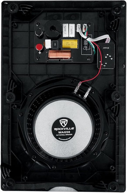 Rockville Pair WA658 240W in-Wall Speakers, 6.5" Kevlar Woofer, Silk Dome Tweeter, Magnetic Grilles, 3-Position Tweeter Control, 8-Ohm, for Home Theater & Whole-House Audio