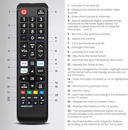 (Pack of 3) Replacement for Samsung TV Remote Control, Universal Compatible with All Samsung LCD LED HDTV 3D Smart TVs