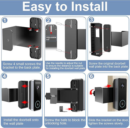 Anti-Theft Video Doorbell Mount Compatible with Aosu, No Drill Doorbell Camera Mount, Adjustable Mounting Bracket Holder Accessories for Apartment Rentals, Enhanced Protection Doorbell Mount Bracket