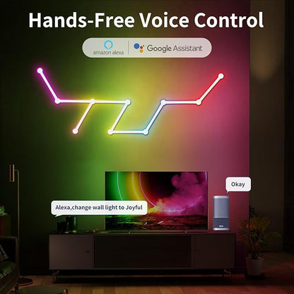 Phylosal Smart WiFi LED Wall Lights, 16M+ Color Dimmable Gaming Light Works with Alexa and Google Assistant, Music Sync, DIY and Timer Feature, RGB Light Bars for Gaming Room, Bedroom (9 Pcs,White)