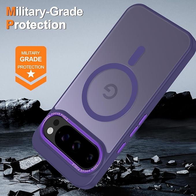 Magnetic for Google Pixel 10 Pro XL Case, [Military Grade Drop Protection] [Compatible with MagSafe] Shockproof Slim Translucent Matte Anti-Slip for Women Girls Men Case, Deep Purple