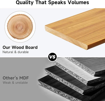 NestNeat Dual Monitor Stand, 35.4 Inch Monitor Stand Riser for 2 Monitors, 2 Tiers Wood Desk Shelf with Storage, Desktop Organizer Stand for Computer, Laptop, Printer, TV (Cherry Wood, 35.4in)