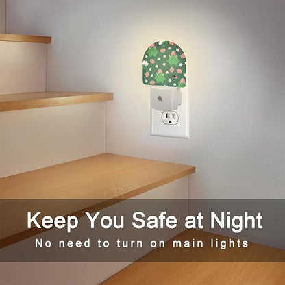 sndheke Strawberry Frogs with Daisies Flowers Night Light Plug into Wall,Cute Childish Frog Dusk to Dawn Night Light Plug in,0.5w Energy Saving NightLight for Kids Boys Girls Home Decor