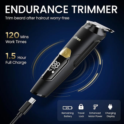 Ufree 3-in-1 Beard Trimmer Kit, Men's Electric Razor Shaver for Mustache, Professional Hair Trimmer, Type-C Rechargeable Clippers, Waterproof Body Grooming, Birthday Valentines Gifts for Him
