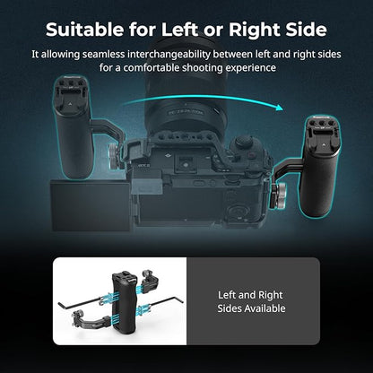 SmallRig Mini Side Handle with 1/4" -20 Screws for Camera Cage, Up and Down Adjustable, for Left or Right Hand, Ergonomic Camera Handle with Built-in Cold Shoe and Threaded Hole - 4756