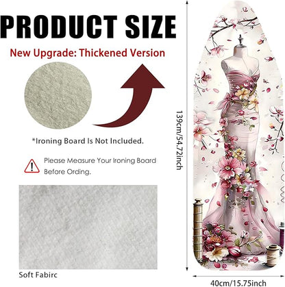 Nuxovilar Ironing Board Cover Needle Cotton 15x54 Inches | Ironing Board Cover and Pad Floral Dress Form Needle Cotton for Craft Room, Laundry Area, Home