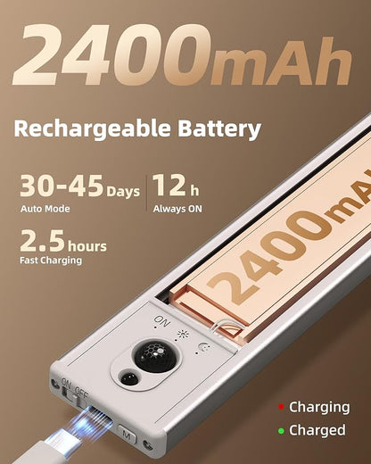 EZVALO 5-Pack Under Cabinet Lighting, 2400mAh Motion Sensor Light, LED Closet Lights Wireless, 2700K Dimmable, Timer, Magnetic, with Remote Control for Kitchen, Closet, Stair