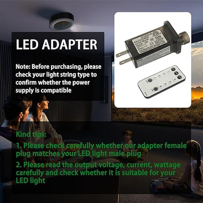 SIGANDG 24V 7.2W 8 Mode LED Controller with Memory Function and IR Remote Control Low Voltage Transformer for Holiday String Lights,not Fit for 8 Mode with Control Box and 1 Mode String Light(1 pcs)