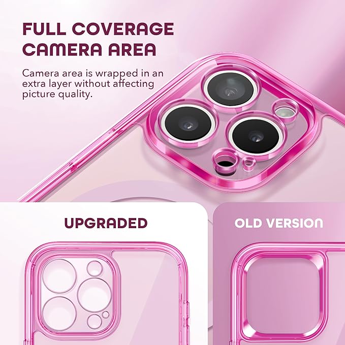 Magnetic for iPhone 15 Pro Case, Compatible with MagSafe, Built-in Privacy Screen Protector and Camera Protection, Anti Spy Full Body Dustproof Shockproof Hard Phone Case 6.1", Bright Pink
