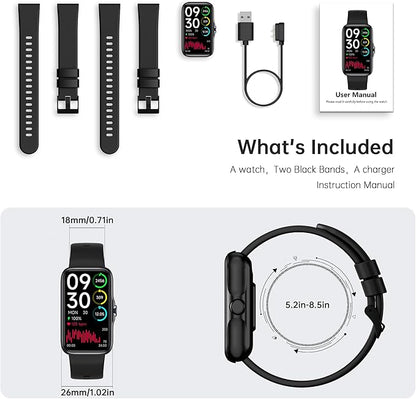JYUAJOI Fitness Tracker with 24/7 Continuous Heart Rate, Blood Oxygen Monitor, Smart Watch with Sleep Monitor, IP68 Waterproof Activity Tracker Step Counter for Women Men (Black)