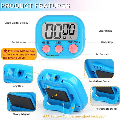 ZILLEEN Classroom Timer for Kids Teachers 12 Pack Digital Timers, Blue & Pink