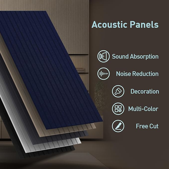UMIACOUSTICS 6 Packs Acoustic Panel,47.2 x 23.6 Inches Decorative Sound Proof Panel for Office,Home Theater,Studio,Light Tan