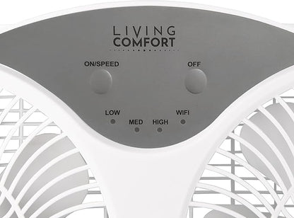 Comfort Zone 9-Inch Window Fan with Dual 3-Speed Fans, Auto-Locking Expanders, 3 Modes (Cool, Circulate, Exhaust), Wi-Fi App Control, Fabric Cover & Bug Screen