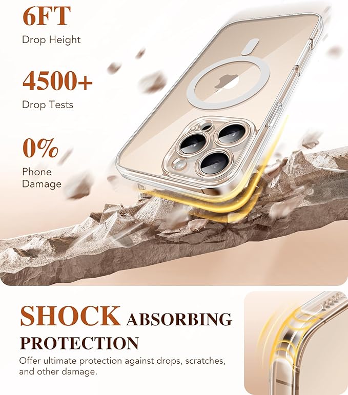 BERFY Magnetic for iPhone 16 Pro Case, Compatible with Magsafe, Built-in 9H Tempered Glass Screen Protector & Upgraded Camera Protection, Full-Body Shockproof Phone Case for 16 Pro 6.3", Clear