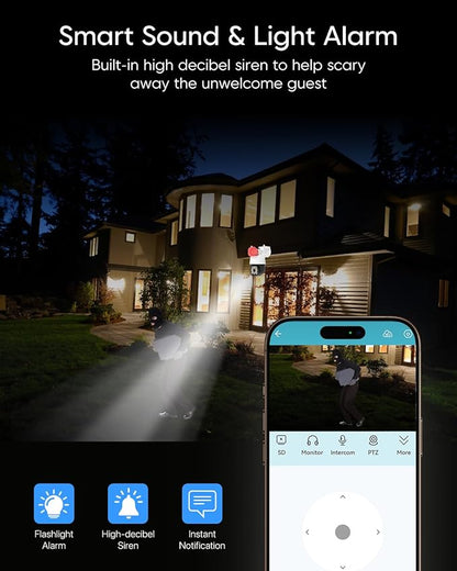 VSTARCAM 2K Smart Outdoor Surveillance Camera, AI Detection & Real-Time View