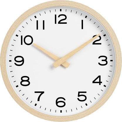 AKCISOT Wall Clock 14 Inch,Boho Large Wall Clocks Battery Operated Non Ticking,Big Silent Modern Clock Decorative for Living Room,Bedroom,Office,Home(Wood Grain)