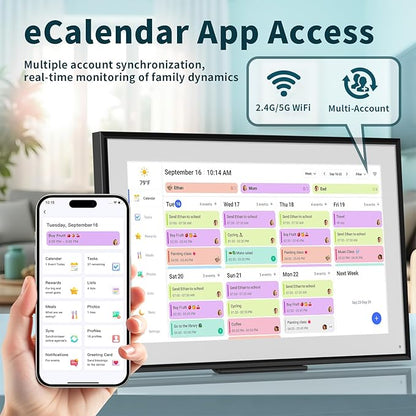 Canupdog 21.5 Inch Digital Calendar, WiFi Smart Electronic Calendar & Chore Chart, 1920x1080P IPS Touch Screen HD Display for Family Schedules, Streamline Household Organization, Christmas Gifts for Women Mom