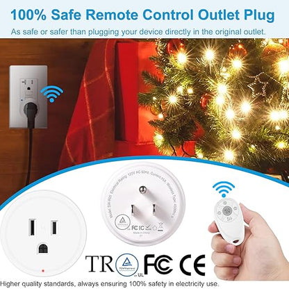 Remote Control Outlet,Greencycle 2 Remote Light Switches and 2 Plugs,Wireless Light Switch,500ft Range,No Wiring Needed,15A/1500W for Household Appliances,FCC Certified,White