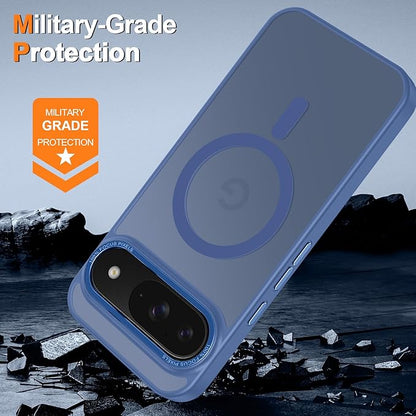 Magnetic for Google Pixel 9/Pixel 9 Pro Case, [Military Grade Drop Protection] [Compatible with MagSafe] Shockproof Slim Translucent Matte Anti-Slip for Women Girls Men Case, Blue