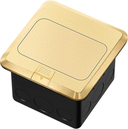 Vagueior Pop Up Floor Electrical Outlet Stainless Steel Box Kit, 20A TR Receptacle Outlet，Tamper-Resistant Receptacle Outlet, ETL Certified,Gold(2 Pack)