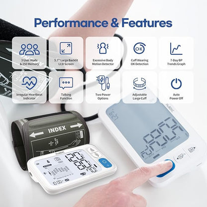 HuBDIC HubiCare Bluetooth Blood Pressure Monitor, FSA, Adjustable XL Large Cuff, Potable Digital BP Measuring Machine for Home Use, Connection with APP for iOS & Android