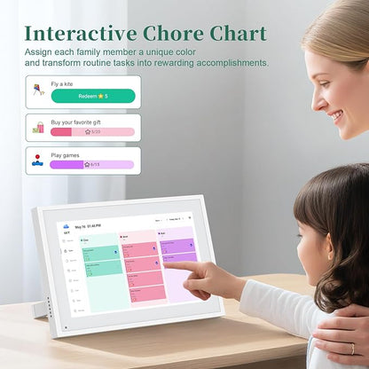 Smart Digital Calendar, 10.1" HD Smart Touch Screen Home Interactive Electron Calender WiFi Planner,Meal Schedule, Duty Chart,Achievement Rewards- Built-in Digital Photo Frame Function