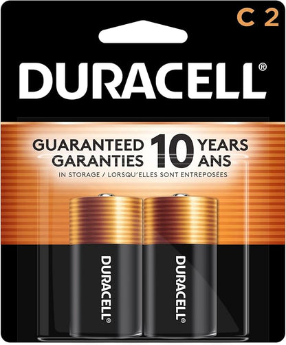 Duracell Coppertop C Batteries, 2 Count Pack, C Battery with Long-Lasting Power, All-Purpose Alkaline C Battery for Household and Office Devices (Pack of 5)