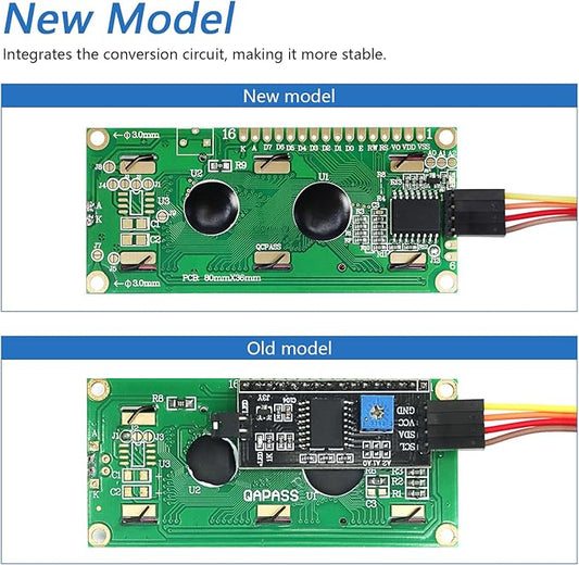 FREENOVE I2C IIC LCD 1602 Module (2 Pack), New Type TWI Serial 16x2 Display, Compatible with Arduino Raspberry Pi Pico ESP32 ESP8266