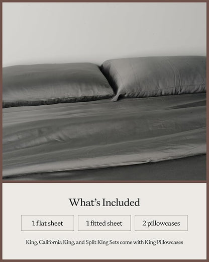 Cozy Earth Luxury Bed Sheet Set - 100% Viscose from Bamboo Fabric, Ultra-Soft & Breathable, Fits Regular & Deep Pocket Mattresses up to 20" - 4 Pieces Twin Sheet Set Charcoal Grey
