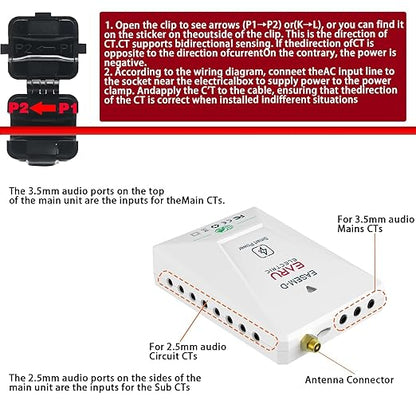 Smart Home Energy Monitor with 16 50A and 3-200A Circuit Level Sensors Real-Time Accurate Power Energy Consumption Tracking WiFi Meter SolarNet Metering2.4 GHz WiFi