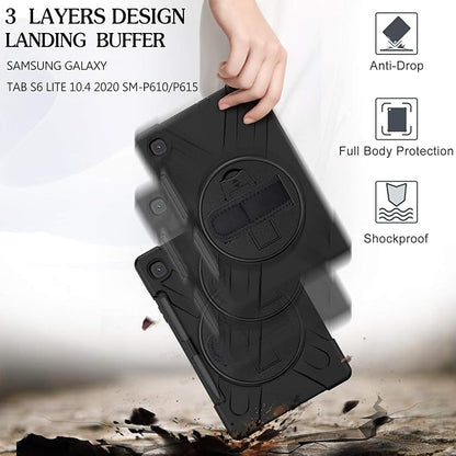 BRAECN for Samsung Galaxy Tab S6 lite Case 10.4 inch 2024/2022,Rugged Shockproof Case with 360 Rotating Hand Strap&Kickstand, Shoulder Strap, S Pen Holder for Samsung Galaxy Tab S6 Lite Tablet -Black
